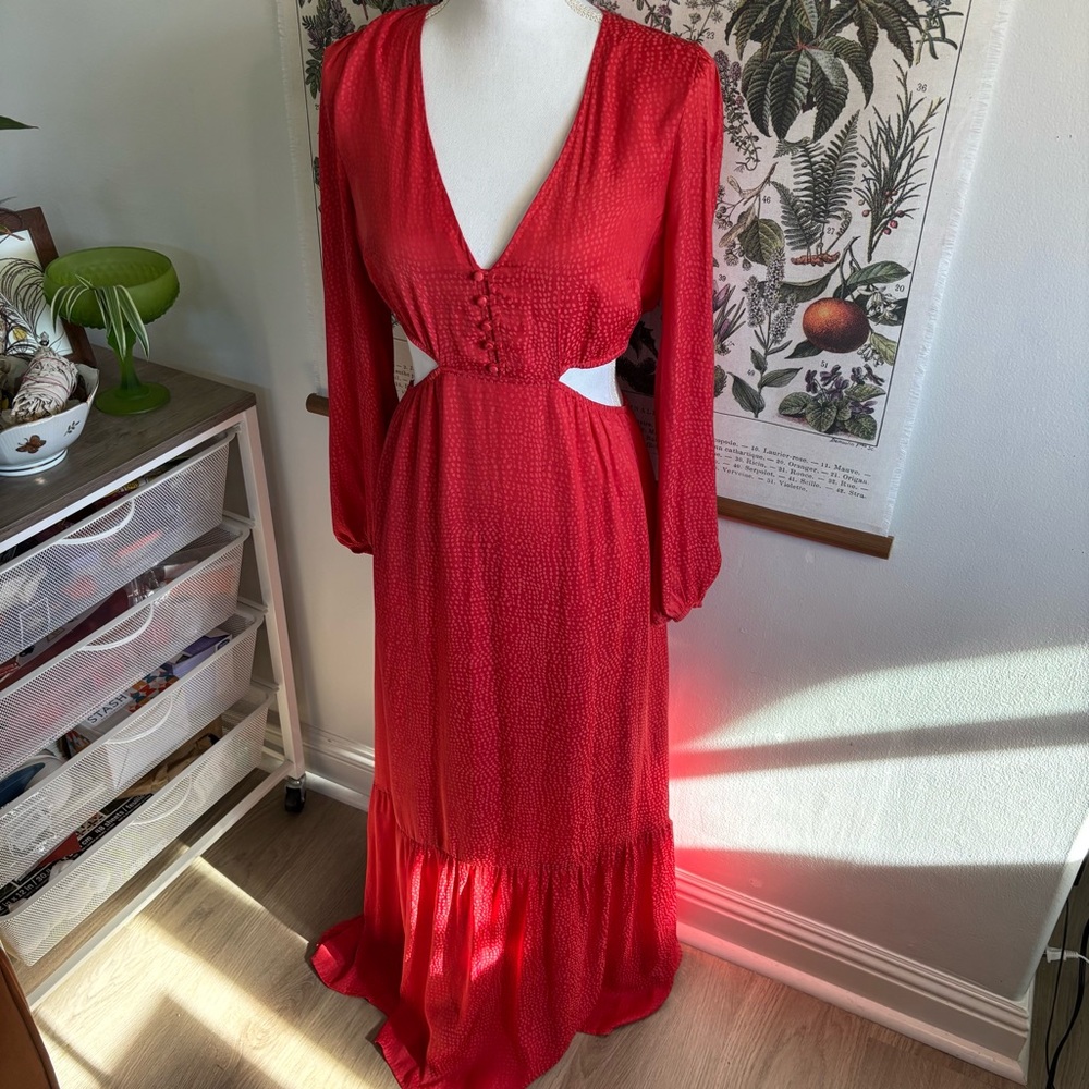 Miramar Elegant Red Long Sleeve Dress